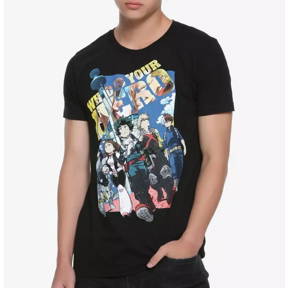 Black My Hero Academia Anime Manga Style T Shirt Top